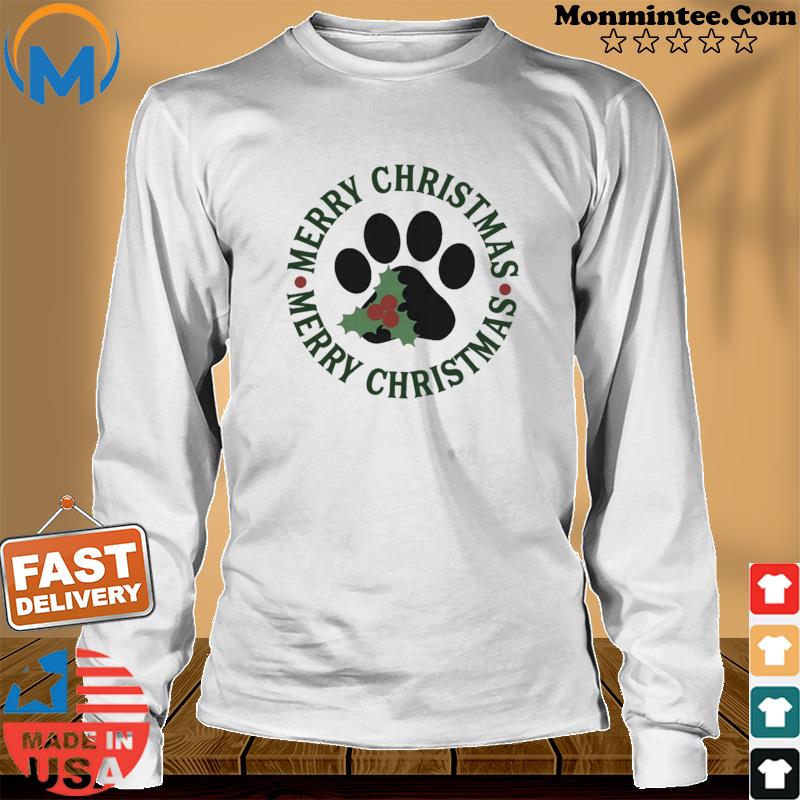 Christmas Dog Paw Print Tee Shirt Long Sweater