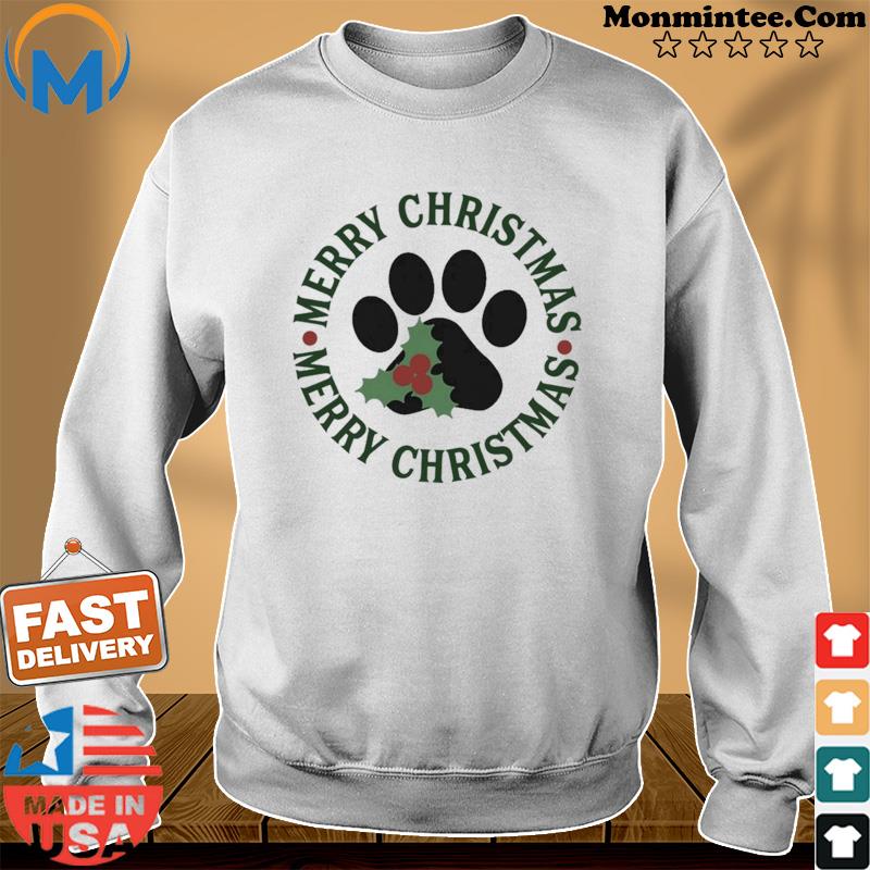 Christmas Dog Paw Print Tee Shirt Sweater