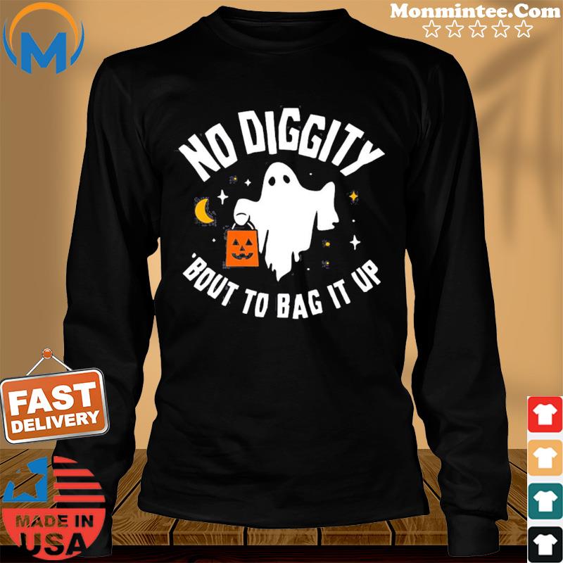 No Diggity Bout To Bag It Up Cute Ghost Halloween Kids Candy T-Shirt Long Sweater