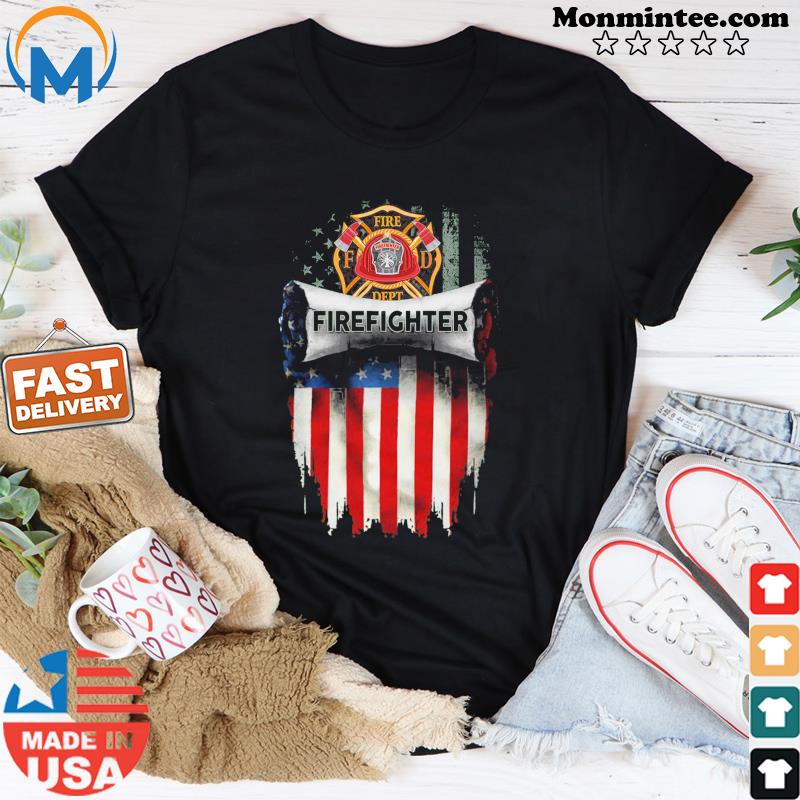 Firefighter Logo With American Flag Shirt